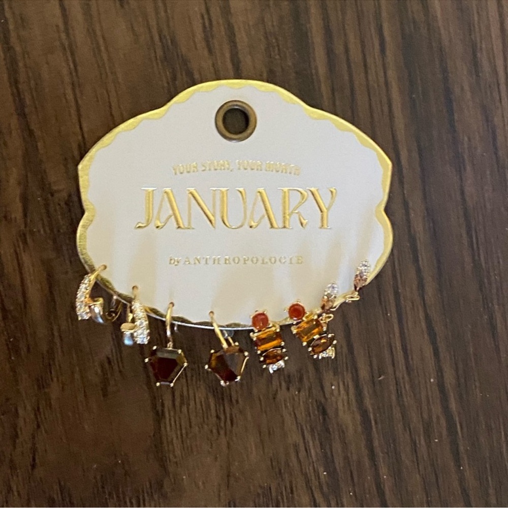 Anthropologie Garnet and Gold Earring Set - Picture 2 of 14